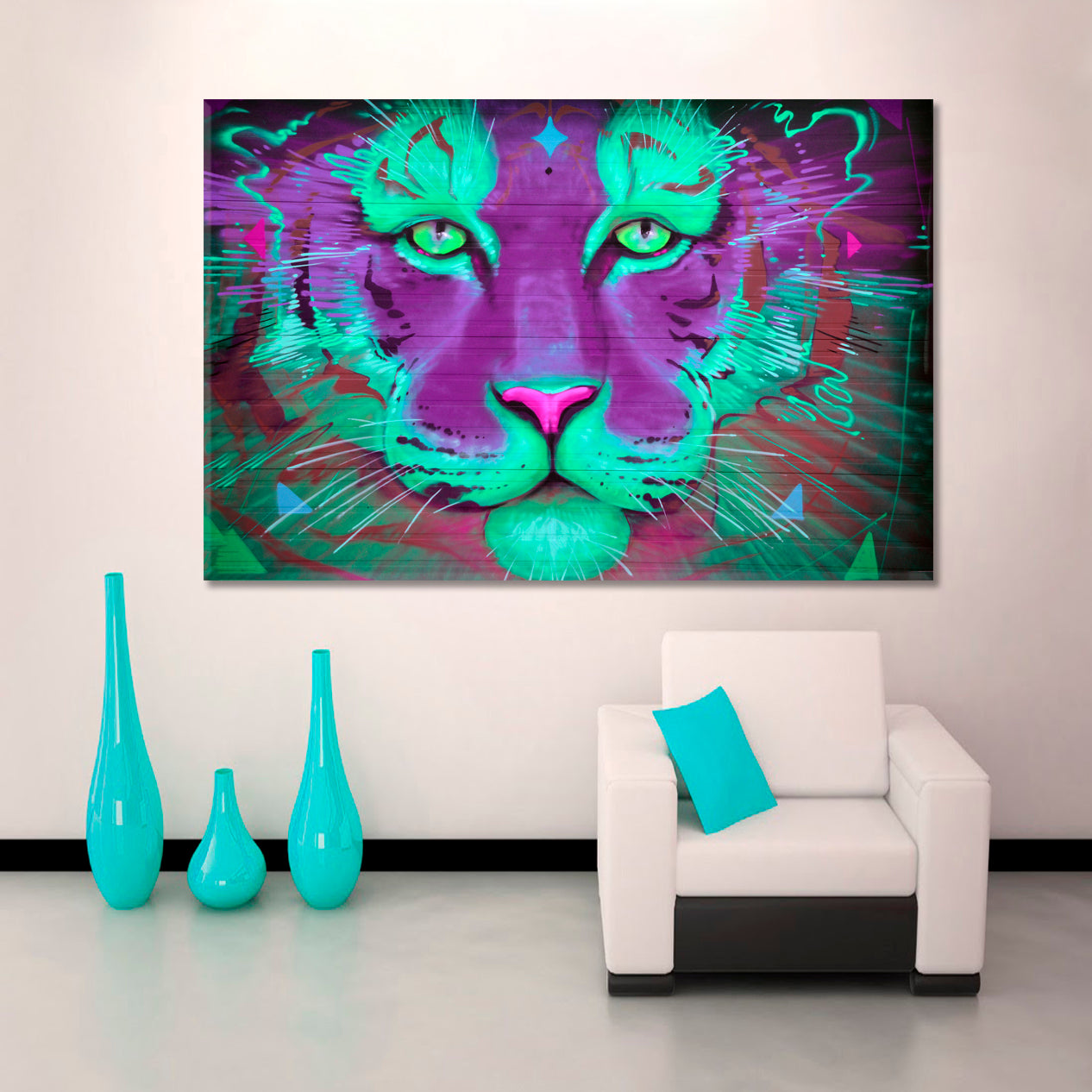 Street Art Tiger Abstract Vibrant Graffiti Animals Montreal Canada Canvas Print Animals Canvas Print Artesty   