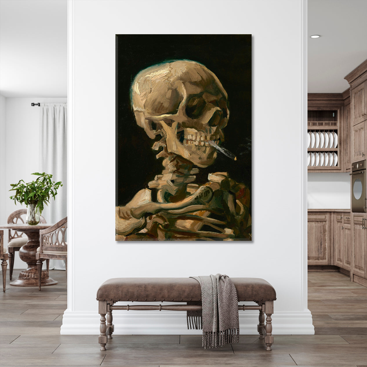 Skeleton with a Burning Cigarette Vincent Van Gogh Reproductions Fine Art Artesty 1 Panel 16"x24" 