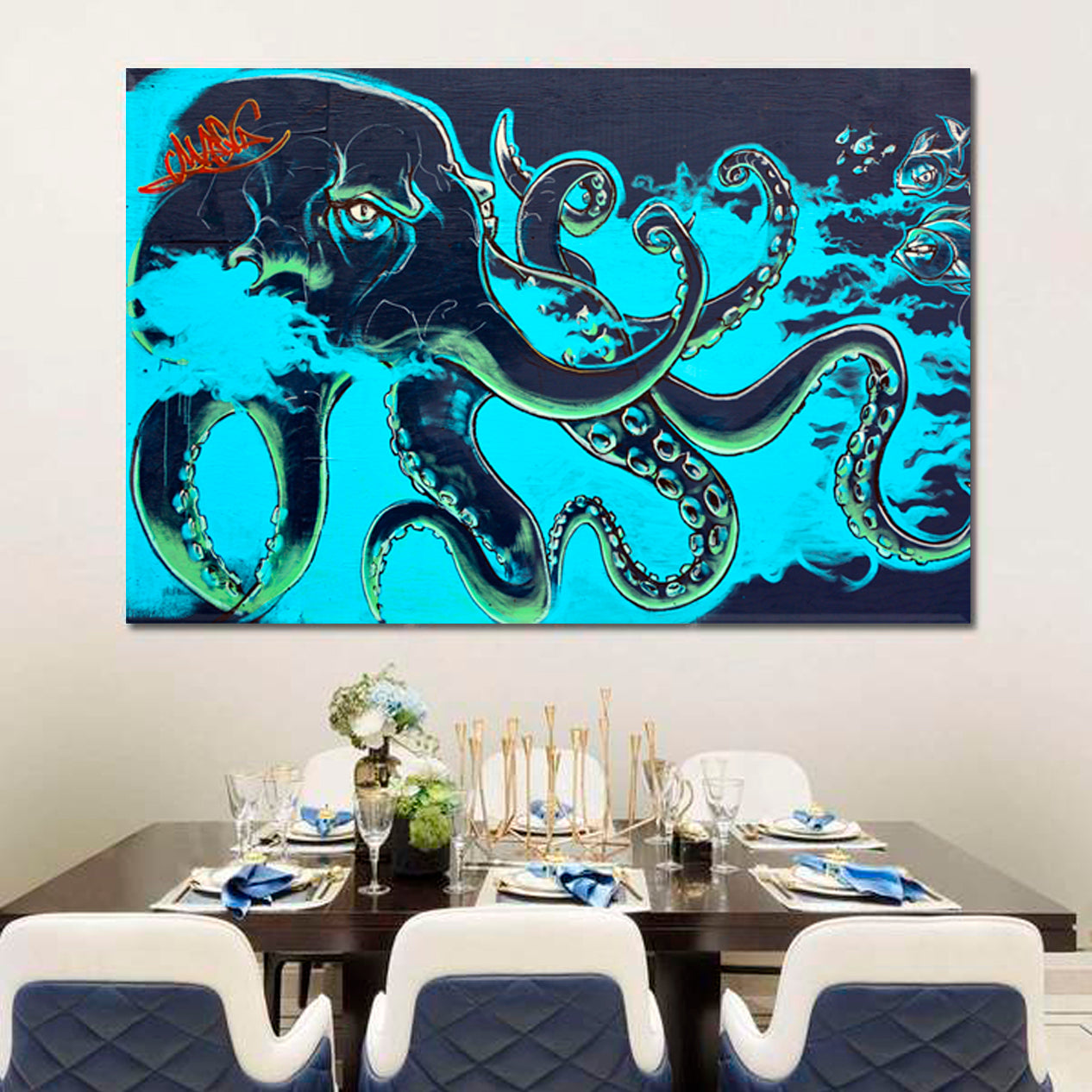 Octopus Street Art Contemporary Abstract Art Urban Graffiti Canvas Print Street Art Canvas Print Artesty 1 panel 24" x 16" 