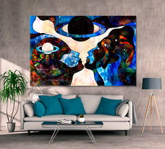 Universe and Human Abstract Design Formes Shapes Lines Canvas Print Celestial Home Canvas Décor Artesty 1 panel 24" x 16" 