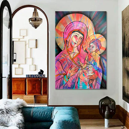 CONTEMPORARY Cubist Virgin Mary and Child Religious Modern Art Artesty   