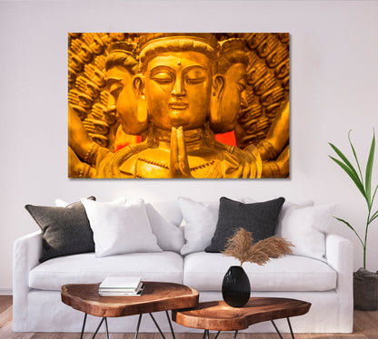 Golden God Chinese Temple Bangkok Thailand Religious Modern Art Artesty   