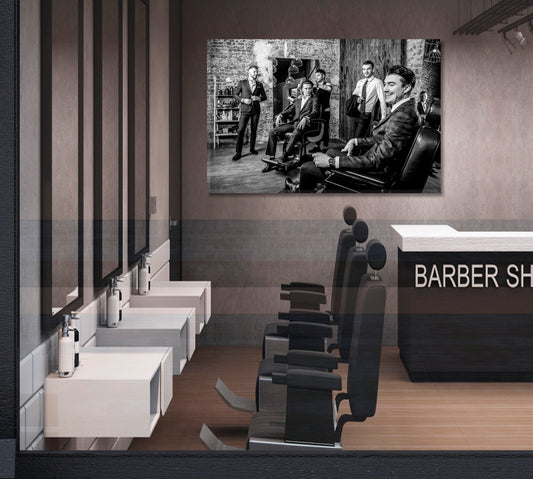 Elegant Man Barbershop Black-white Beauty Salon Artwork Prints Artesty   