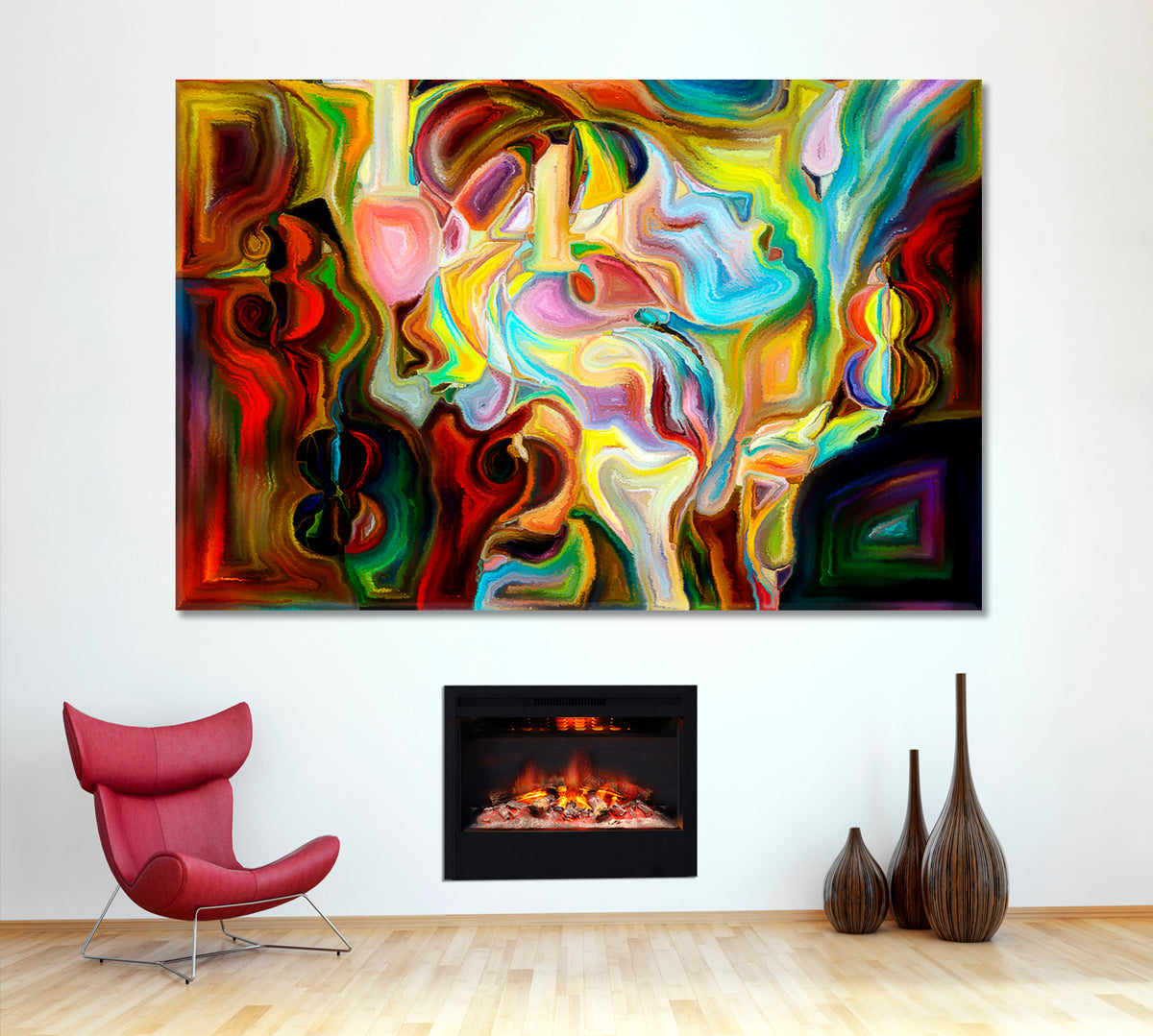 MULTIFACETED CONSCIOUSNESS Human and Numbers Abstract Art Print Artesty 1 panel 24" x 16" 