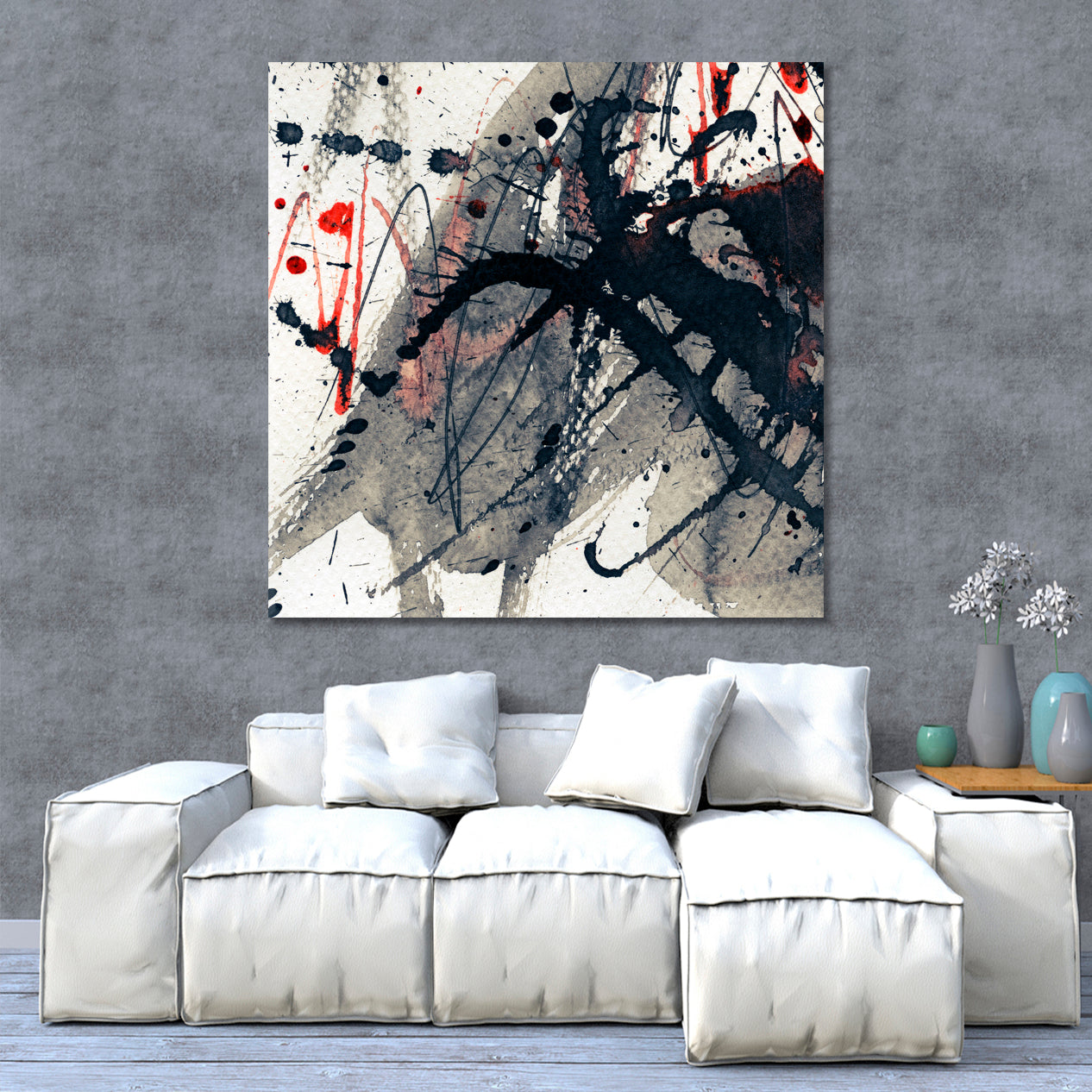 Abstract Colorful Expressionism Black Grey Red Drip Art Abstract Art Print Artesty   