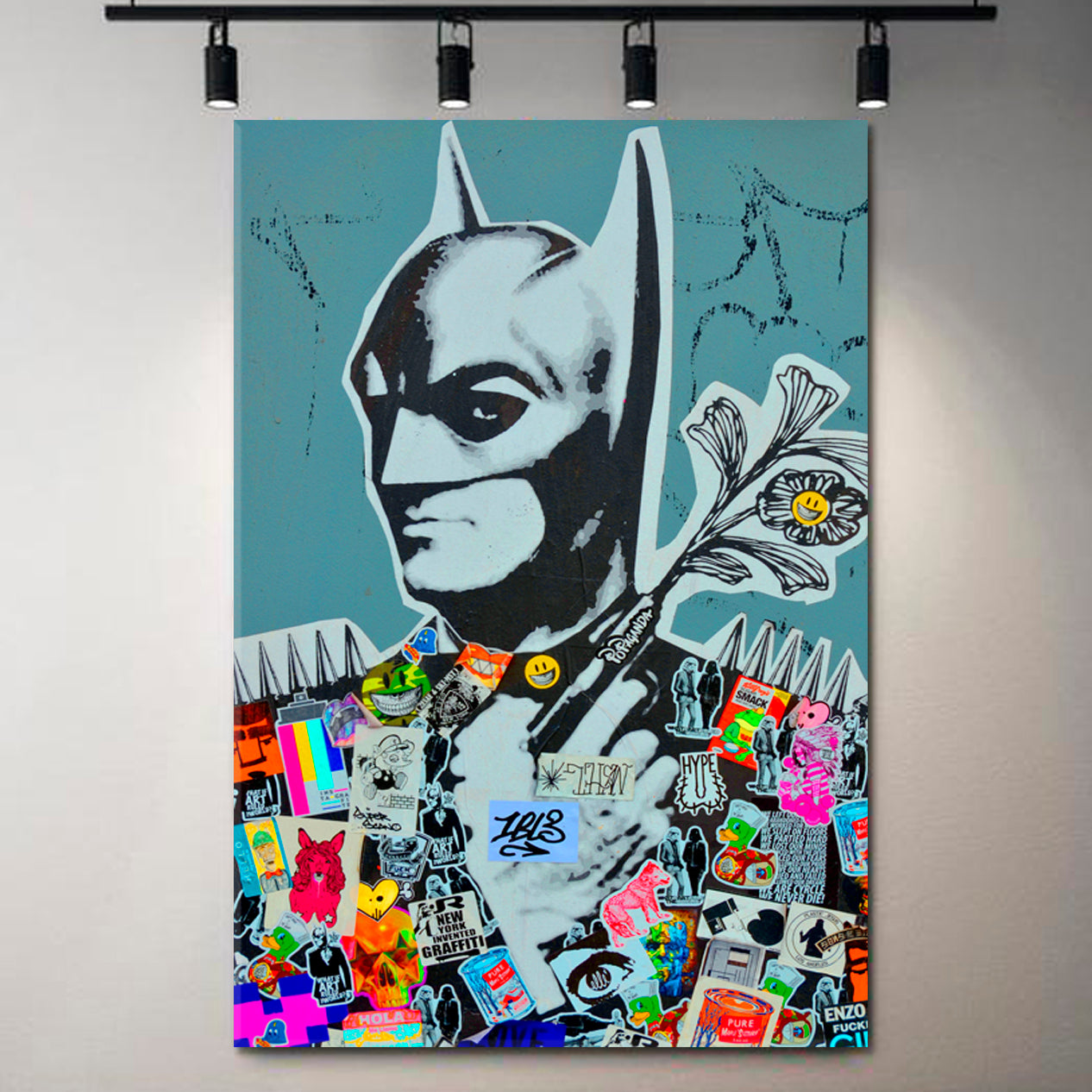 Batman Graffiti Abstract Creativity Street Art Spray Art on the Walls Monreal Canada - Vertical Street Art Canvas Print Artesty   