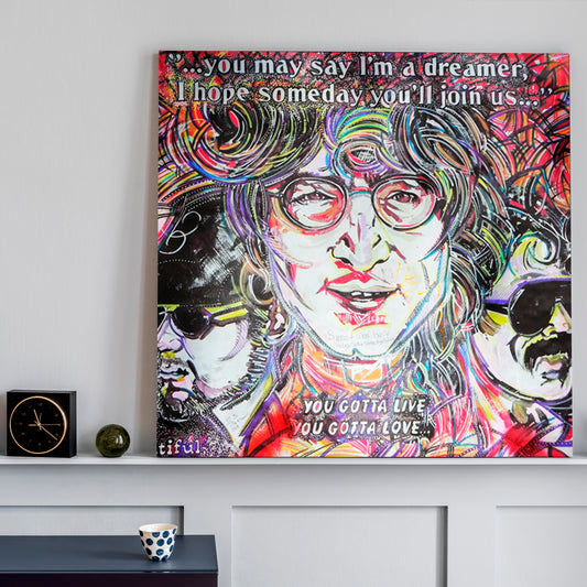 John Lennon Inspired Lyrics from Beatles Songs Street Art - S Street Art Canvas Print Artesty   