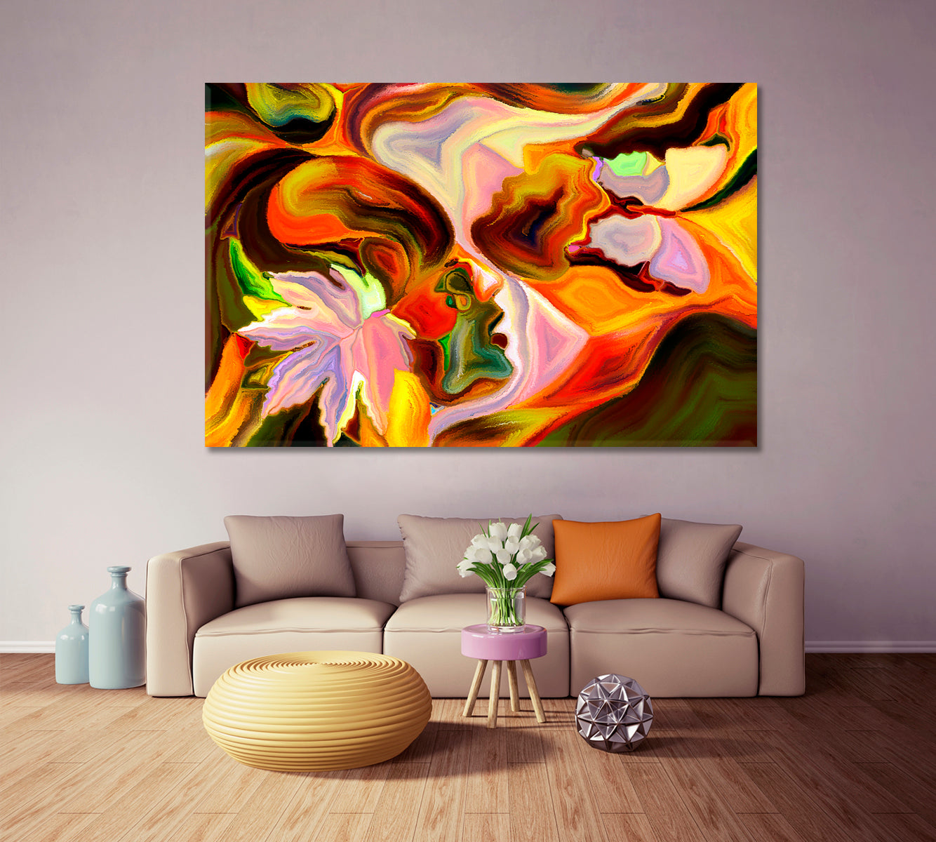 Nature of Everything.  Human autumn leaf and Butterfly Multi Color Patterns Abstract Art Print Artesty   