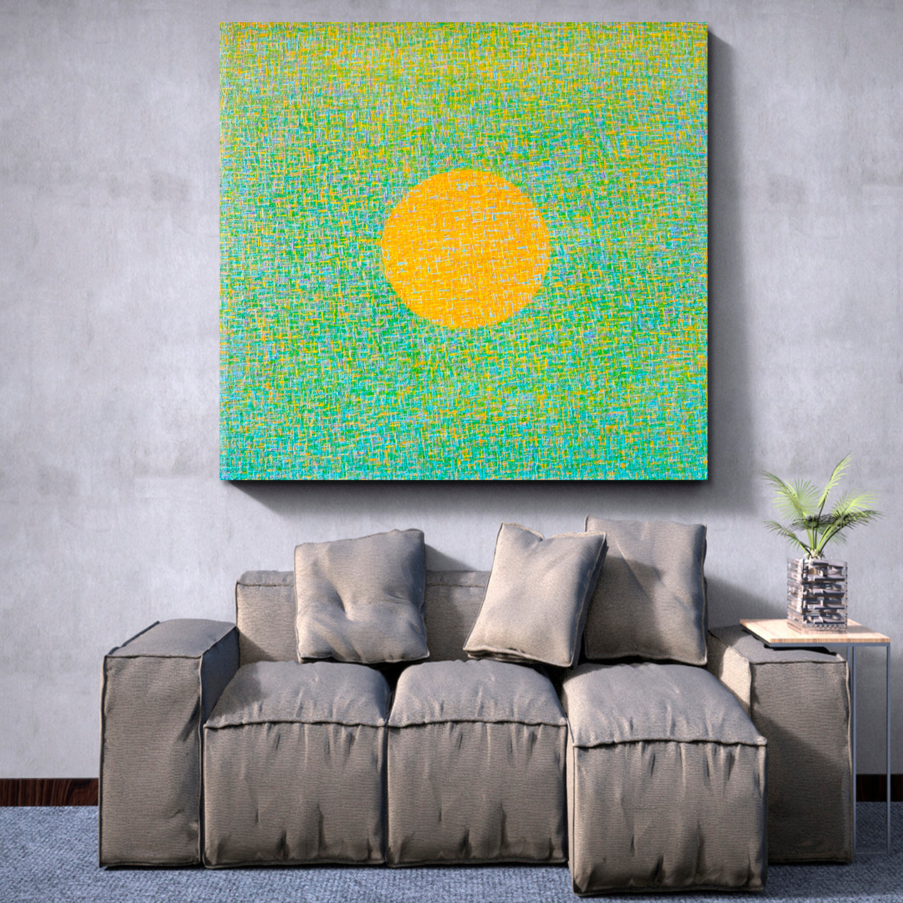 Beach Life High Noon Abstract Rich Green Yellow Colors Minimalist Canvas Pritn Home Décor Artesty   