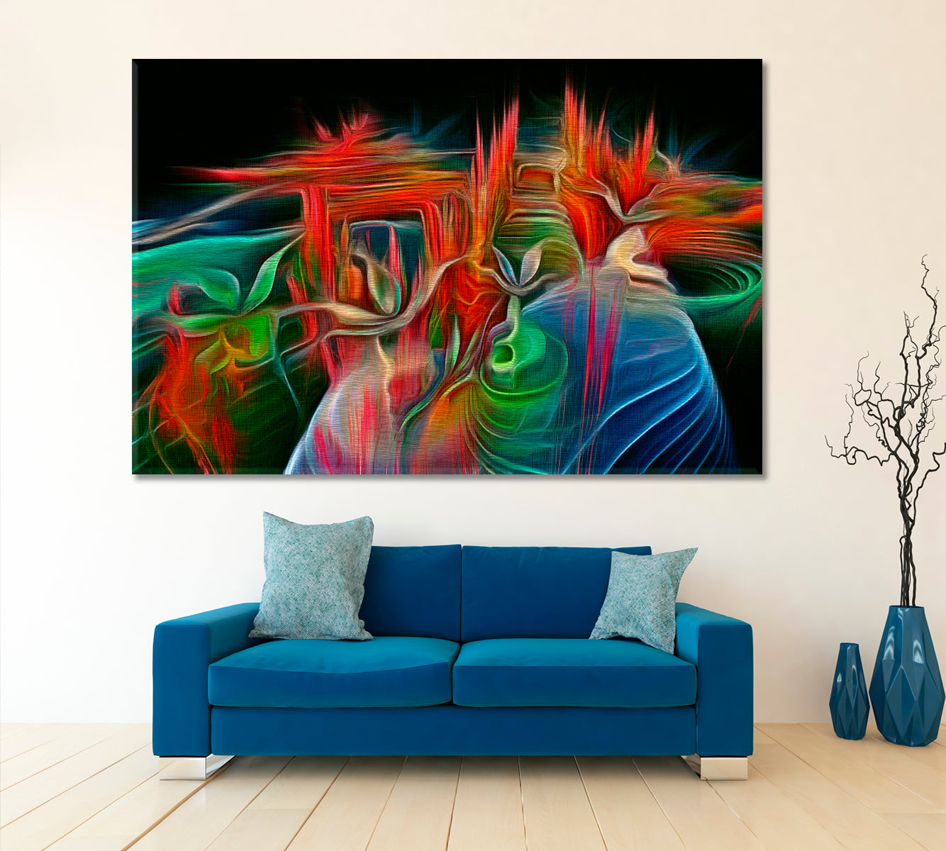 Abstract Fractal Psychedelic Shape Red Blue Green Modern Art Abstract Art Print Artesty   