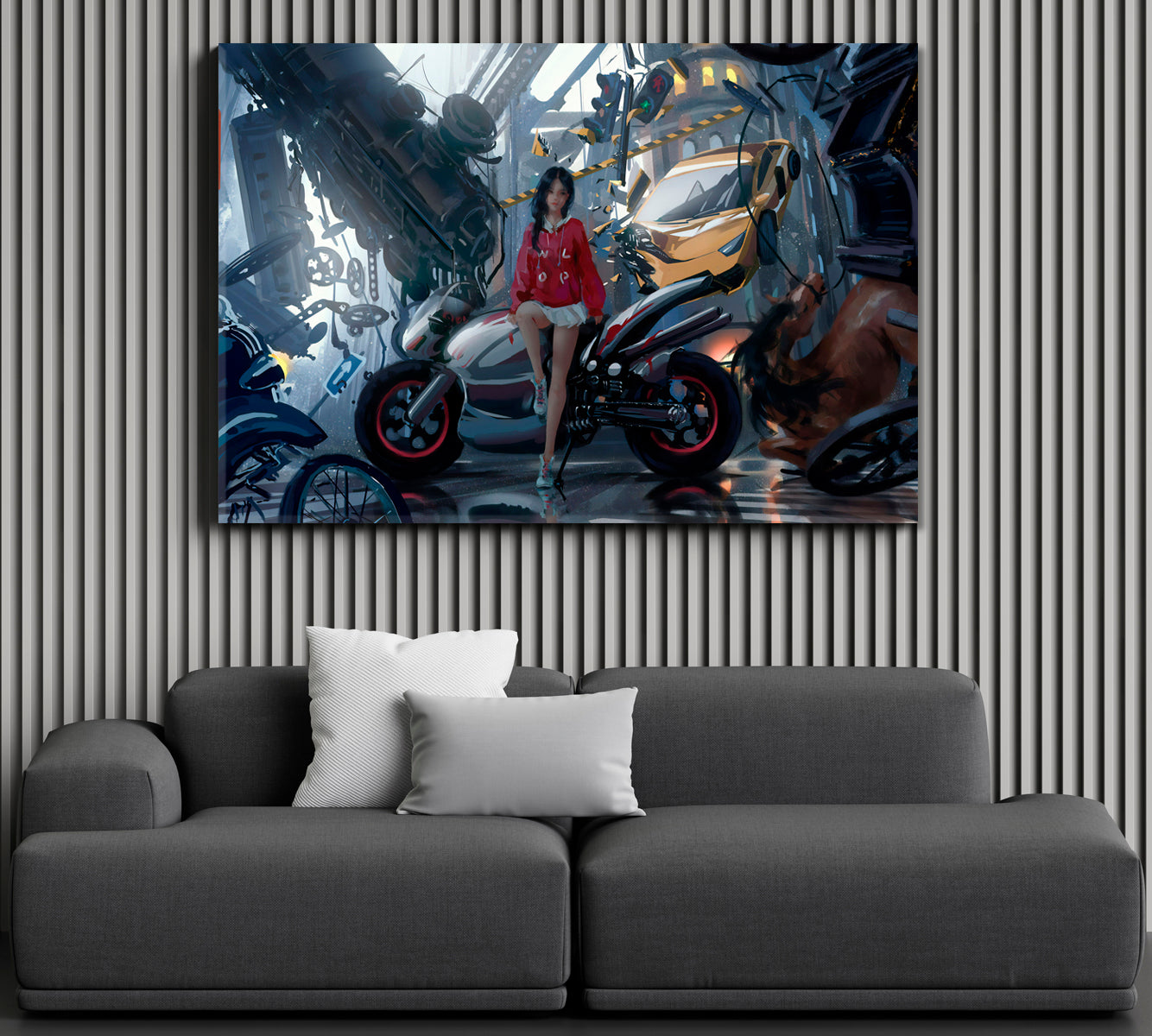 Anime Biker Girl Poster TV, Cartoons Wall Art Canvas Artesty   