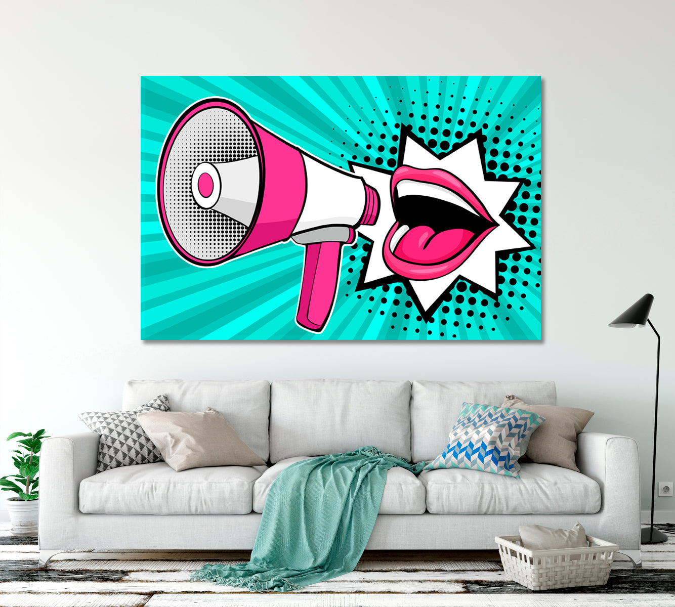 Female Mouth Megaphone Comic Retro Pop Art Style Pop Art Canvas Print Artesty   