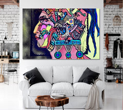 AZTEC Warrior Cubism Grunge Contemporary Art Artesty   