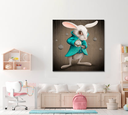 Alice's Adventures in Wonderland White Rabbit Clock KIDS ROOM FANTASY | S Kids Room Canvas Art Print Artesty   