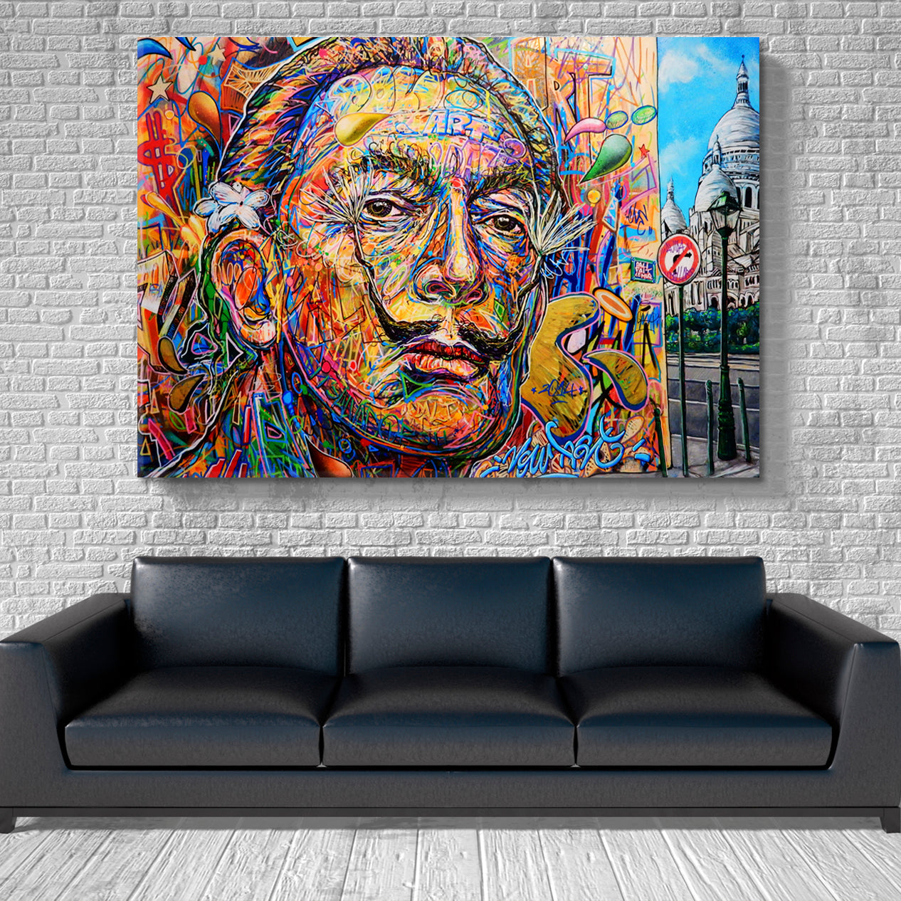 Abstract Salvador Dali Signed Wall Urban Graffiti Street Art Celebs Canvas Print Artesty   