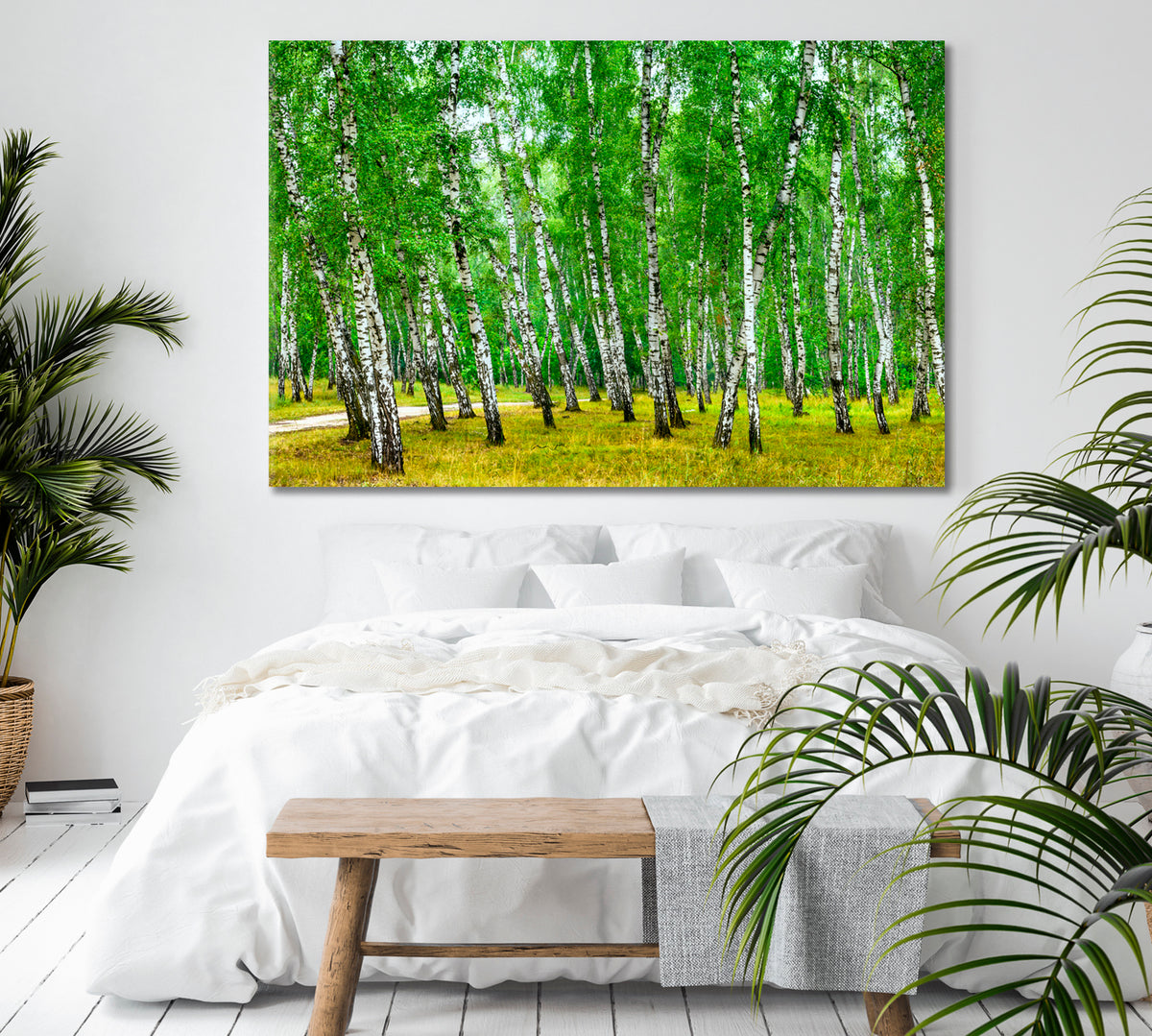 Birch Grove Sunny Summer Day Panorama Nature Wall Canvas Print Artesty 1 panel 24" x 16" 
