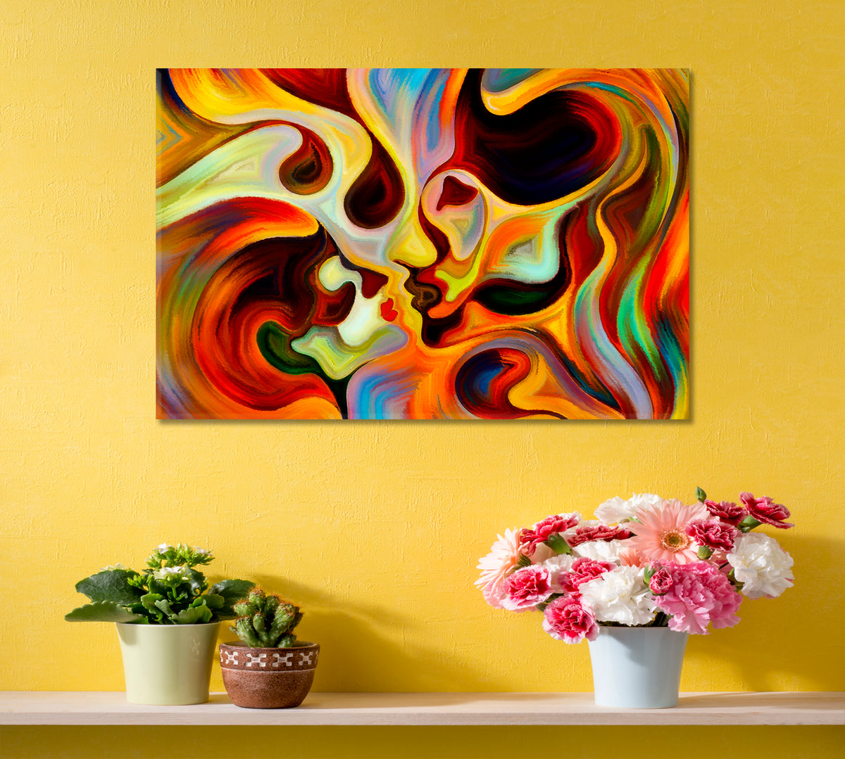 Colors of the Mind Graceful Profile Lines Abstract Vision Contemporary Art Artesty 1 panel 24" x 16" 