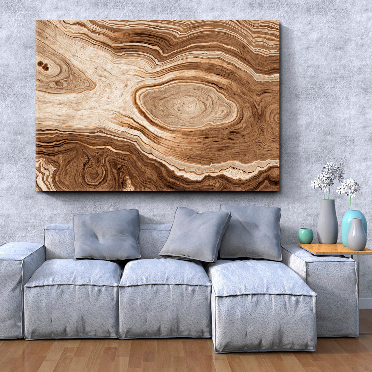 ABSTRACT Wavy Lines Age Growth Rings Oak Big Tree Trunk Slice Cut Woods Abstract Art Print Artesty 1 panel 24" x 16" 