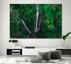 Tropical Jungle Rainforest Famous Sekumpul Waterfalls Bali Indonesia Picturesque Landscape Canvas Print Nature Wall Canvas Print Artesty 1 panel 24" x 16" 