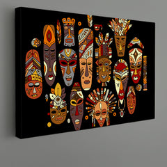 AFRICAN Face Masks Abstract Tribal Ethnic Abstract Art Print Artesty 1 panel 24" x 16" 