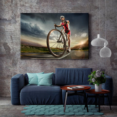 Road Cyclist Sport Active Lifestyle Concept Canvas Print Motivation Sport Poster Print Decor Artesty   