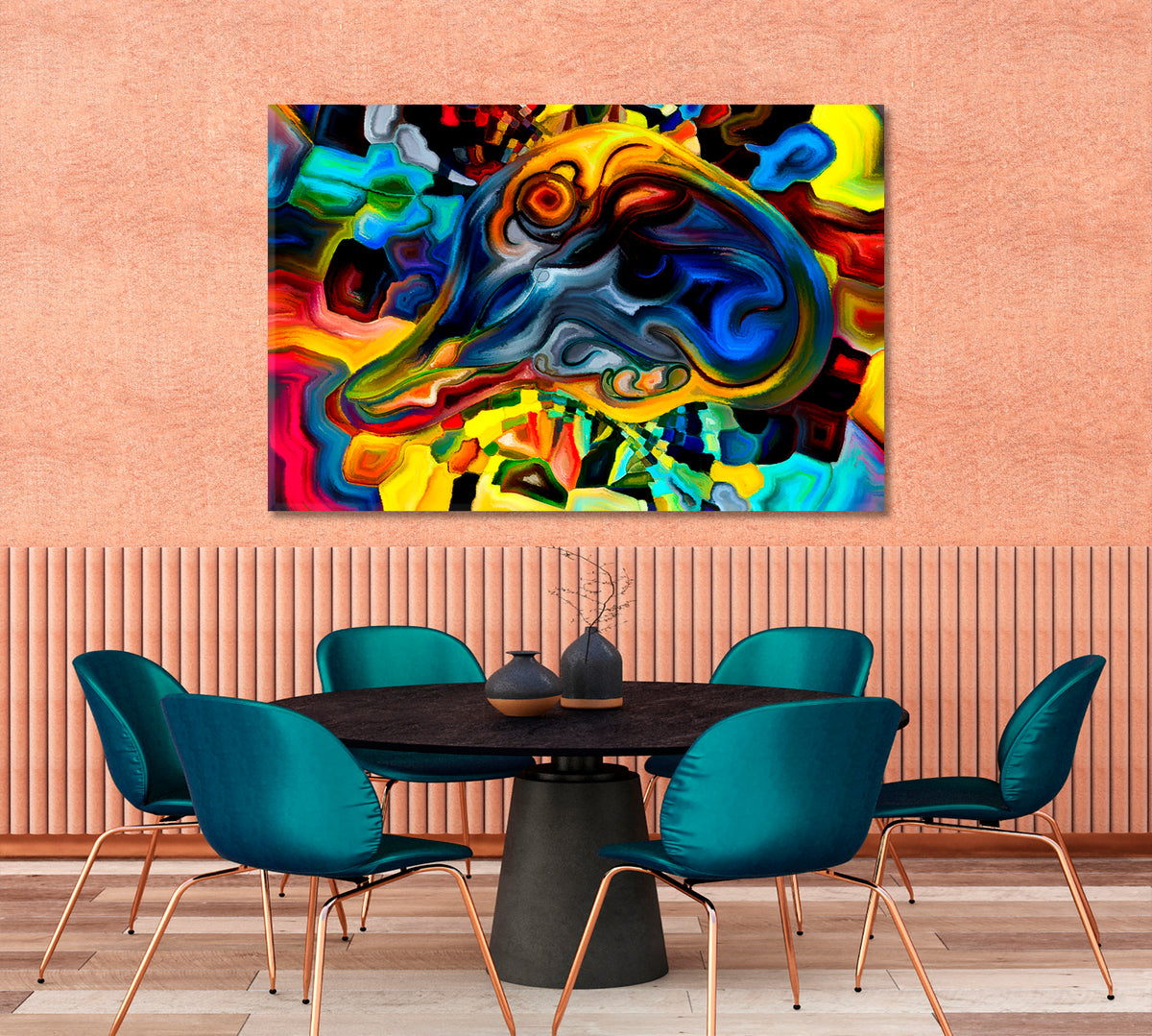 Human and Geometric Forms Collection Abstract Colorful Lines Abstract Art Print Artesty 1 panel 24" x 16" 
