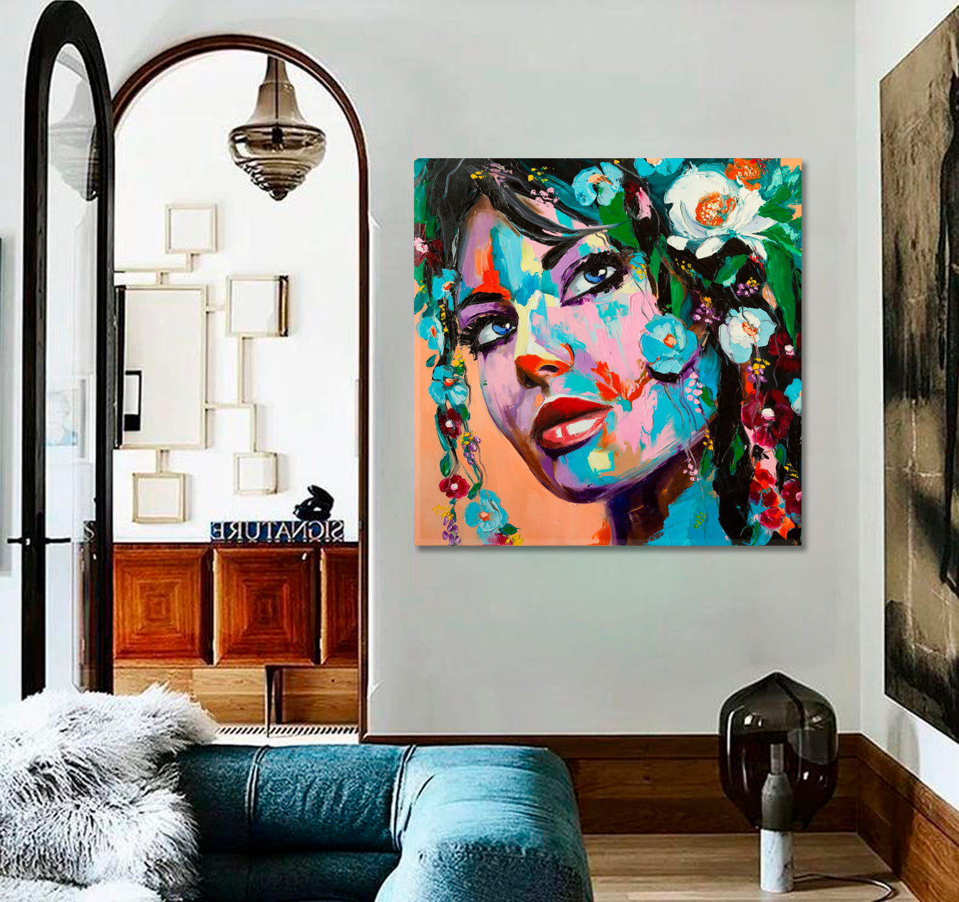 LADY OF THE FLOWERS Beautiful Fantasy Woman Stunning Contemporary Art - Square Panel Fine Art Artesty   