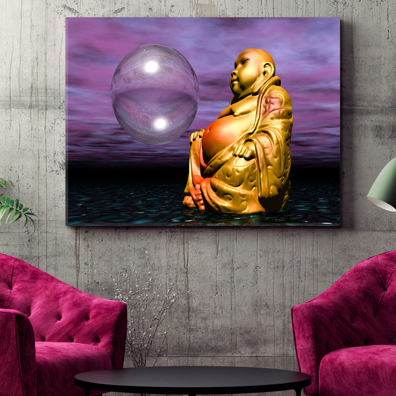 Abstract Buddha Money Magnet Luck Wealth Success Trendy Spiritual Poster Religious Modern Art Artesty   