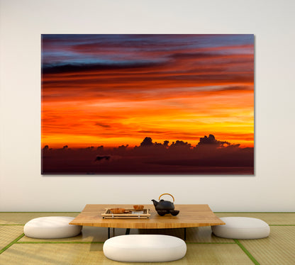 Colorful Sky Amazing Colorful Sunrise Top Agung Volcano Bali Multicolor Clouds Pattern Scenery Landscape Fine Art Print Artesty 1 panel 24" x 16" 