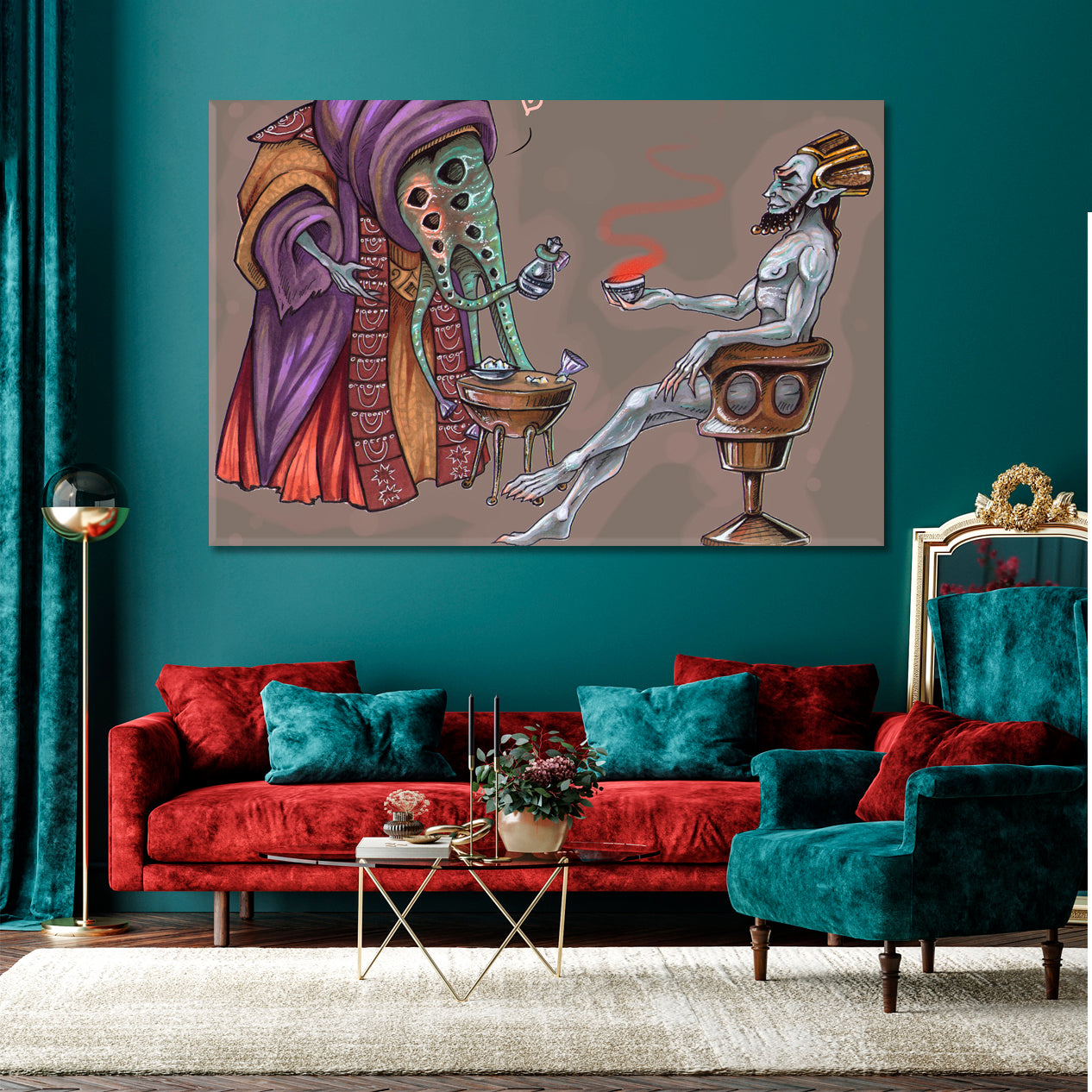 SPA BEAUTY SALON BAR CONCEPT Ancient Dagoth Brandy Abstract Spa, Zen Wall Canvas Art Artesty 1 panel 24" x 16" 