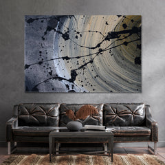 Black Splashes Wide Lines Gray Rough Tough Abstract Modern Art Abstract Art Print Artesty 1 panel 24" x 16" 