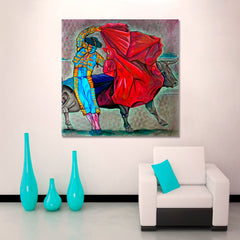 BULLFIGHTING Vibrant Abstract Cubism Contemporary Art Artesty   