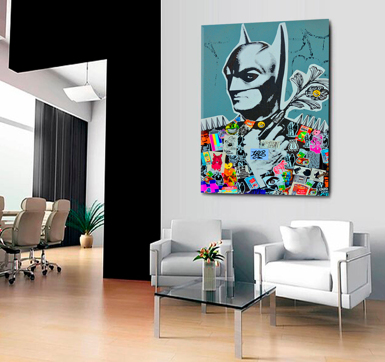 Batman Graffiti Abstract Creativity Street Art Spray Art on the Walls Monreal Canada - Vertical Street Art Canvas Print Artesty   