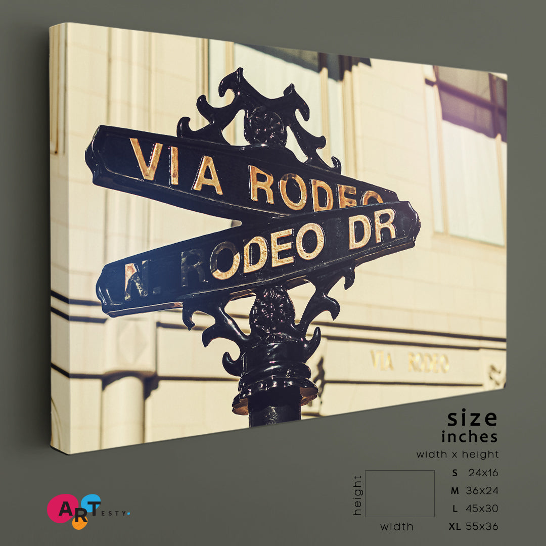Famous Beverly Hills California United States Rodeo Drive Sign Cities Wall Art Artesty 1 panel 24" x 16" 