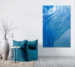 BLUE SHADES Beautiful Marble Pattern Fluid Art, Oriental Marbling Canvas Print Artesty   