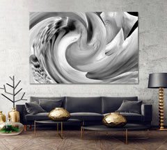 YIN YANG Symbol Vortex Abstract Wave B & W Black and White Wall Art Print Artesty   