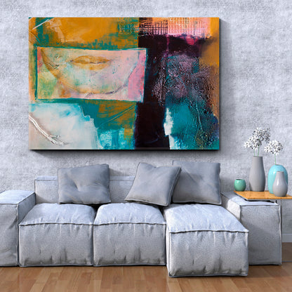 Modern Abstract Green Blue Orange Pink Purple Art Abstract Art Print Artesty 1 panel 24" x 16" 