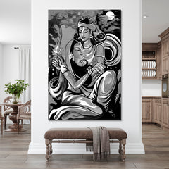 Lord Radha Krishna Modern Art Black And White Religious Modern Art Artesty   