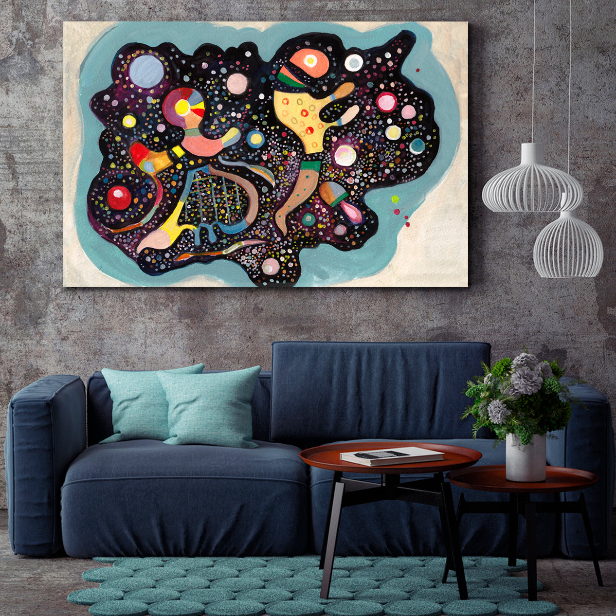 VISUAL SYMPHONY Kandinsky's Motives Modern Abstract Figurative Contemporary Art Artesty 1 panel 24" x 16" 