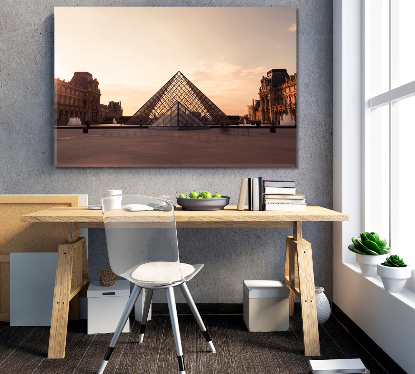 Louvre Museum Paris France Famous Historical Art Landmark Architecture Beautiful Symbol Canvas Print Famous Landmarks Artwork Print Artesty 1 panel 24" x 16" 