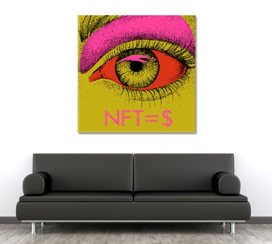 NFT Poster Abstract EYE Mustard Yellow Office Wall Art Canvas Print Artesty 1 Panel 12"x12" 