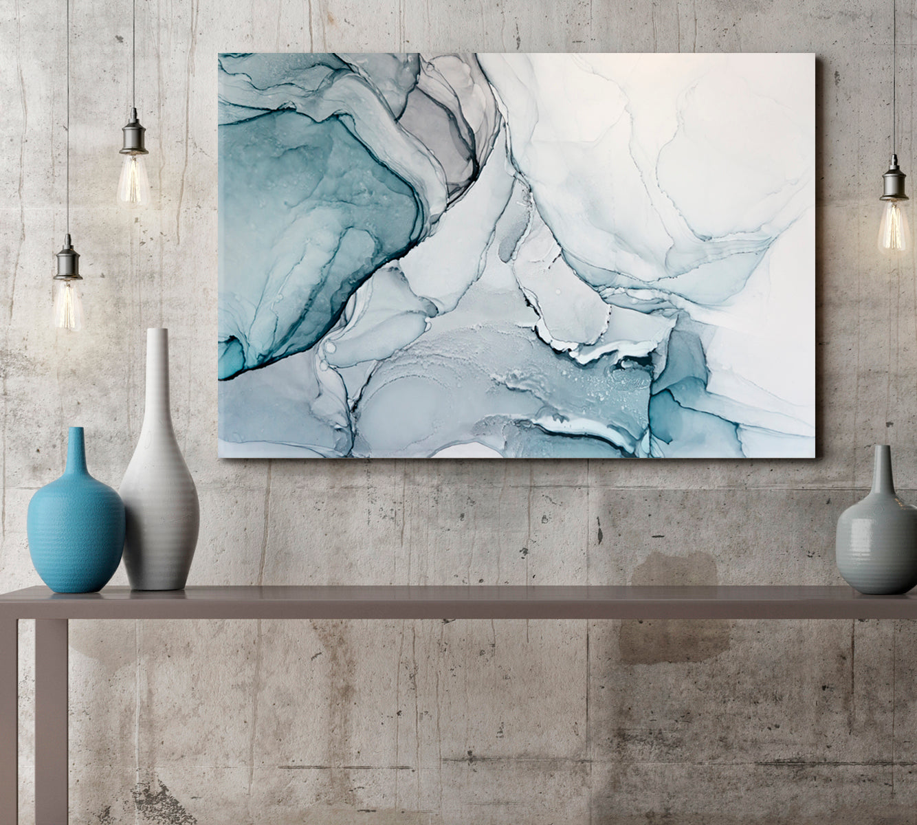 Abstract Marble Modern Contemporary Art Fluid Art, Oriental Marbling Canvas Print Artesty 1 panel 24" x 16" 