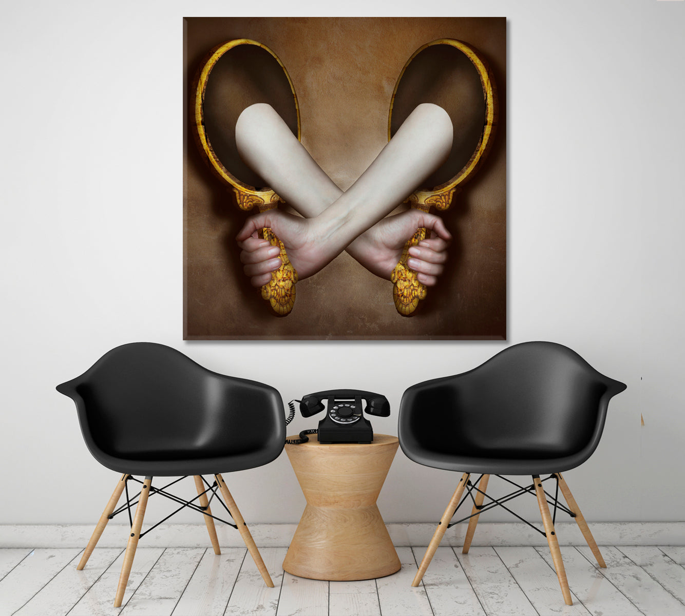 Two Hands Support Each Other Conceptual Modern Art Contemporary Art Artesty 1 Panel 12"x12" 