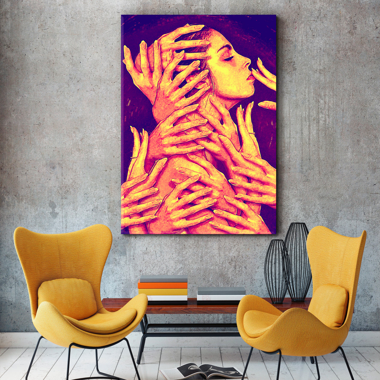 HANDS Touch Woman Face Moden Abstract Contemporary Art Artesty   