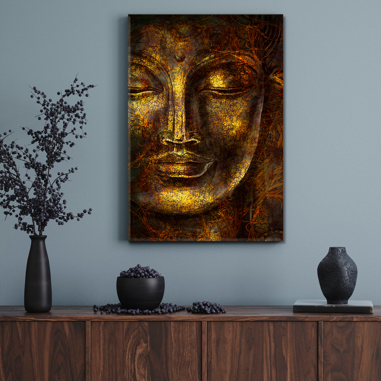 Modern Abstract Buddha Luck Wealth Success Trendy Spiritual Symbol Religious Modern Art Artesty 1 Panel 16"x24" 