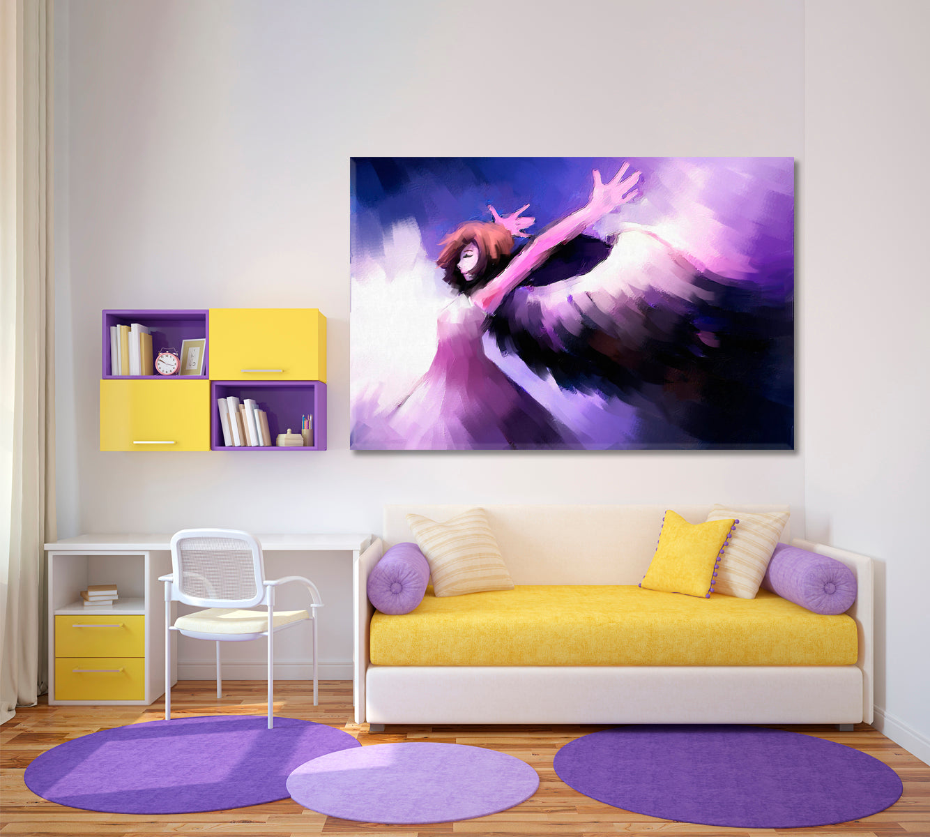 I'm Flying Angel Girl With Wings Fine Art Canvas Print TV, Cartoons Wall Art Canvas Artesty   