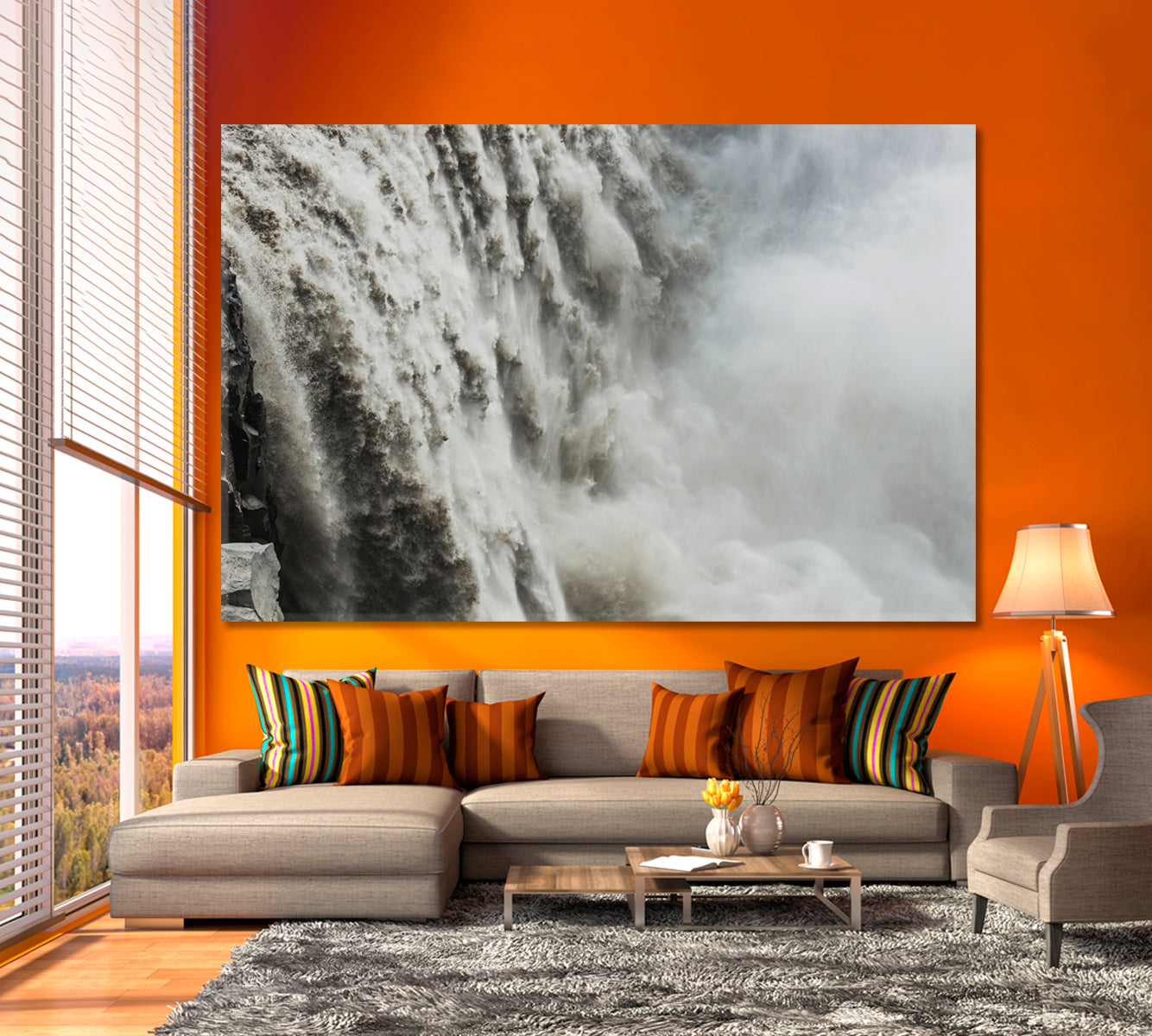 Breathtaking Dramatic Powerful Dettifoss Waterfall Iceland Close-up Flowing Water Stream Canvas Print Scenery Landscape Fine Art Print Artesty   