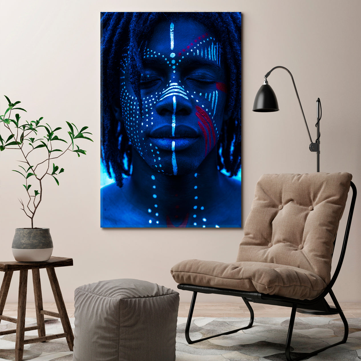 African Man Face Paint Portrait People Portrait Wall Hangings Artesty   