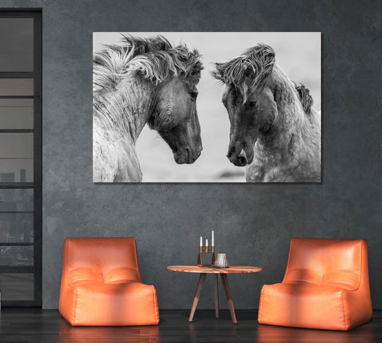 Beautiful Horses Black and White Animals Canvas Print Artesty   