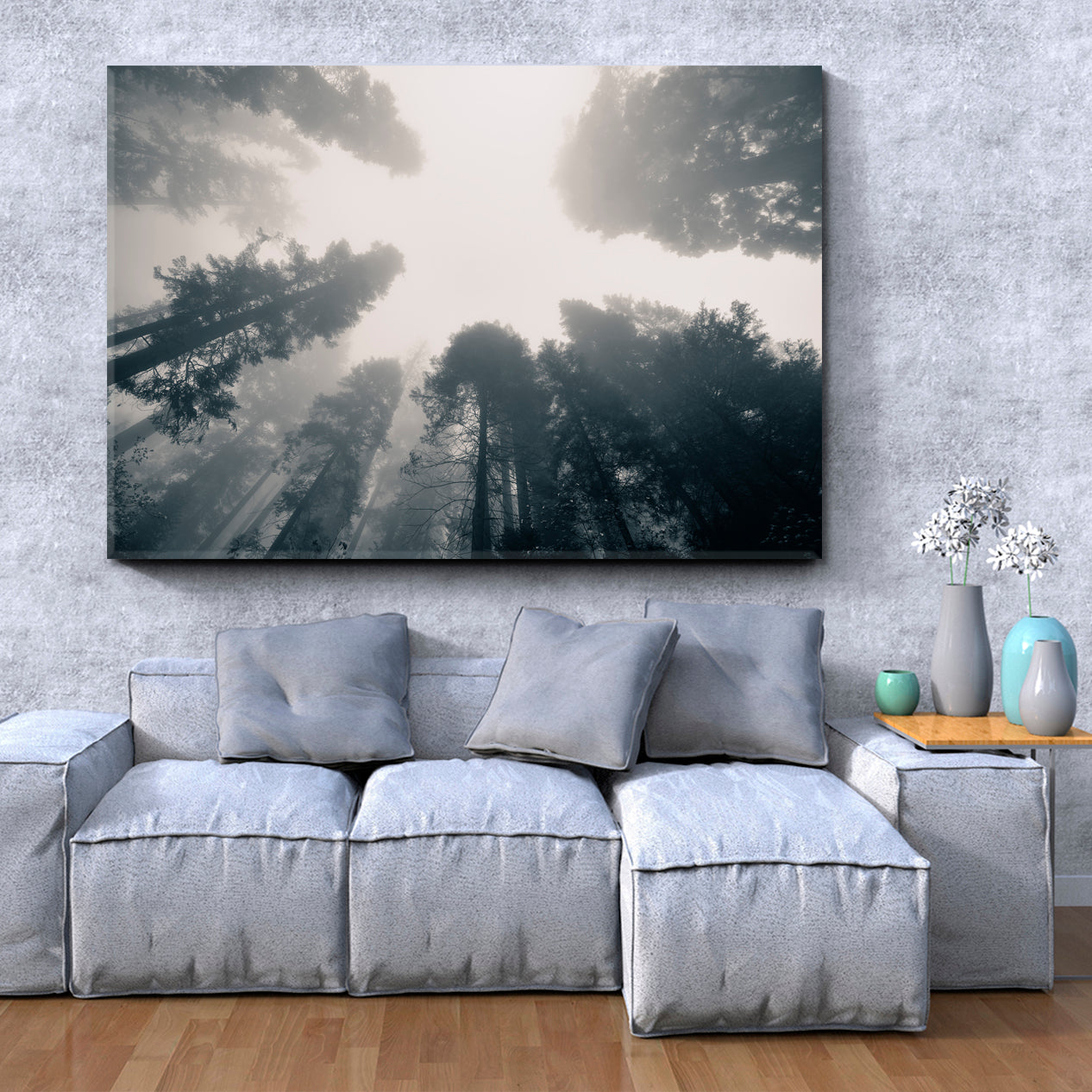 TREES Giant Tree Fog Sequoia National Park Misty Forest Nature Wall Canvas Print Artesty   